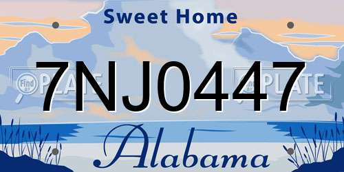 7NJ0447 Alabama License Plate