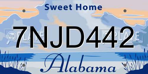 7NJD442 Alabama License Plate