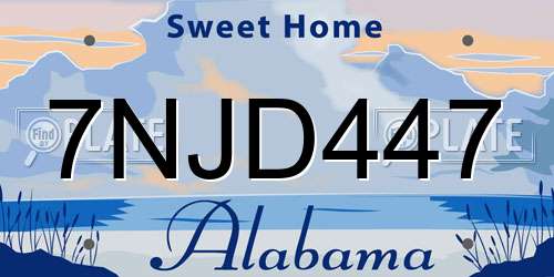 7NJD447 Alabama License Plate