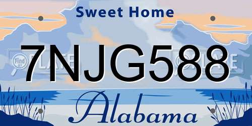 7NJG588 Alabama License Plate