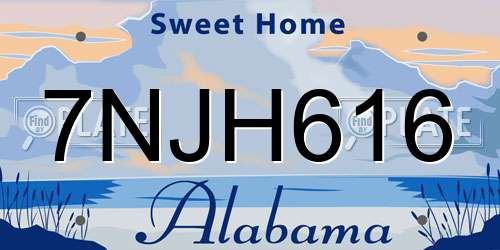7NJH616 Alabama License Plate