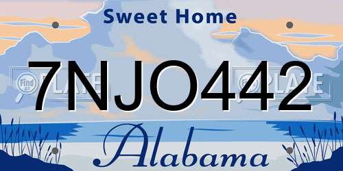 7NJO442 Alabama License Plate