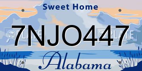 7NJO447 Alabama License Plate