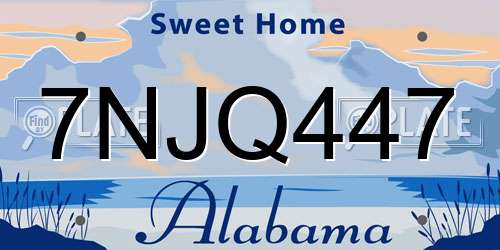 7NJQ447 Alabama License Plate