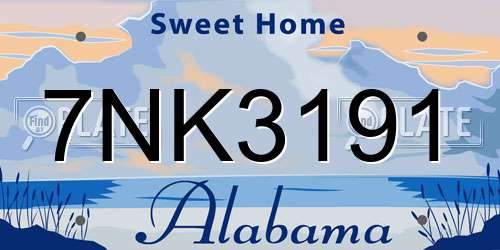 7NK3191 Alabama License Plate