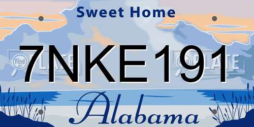 7NKE191 Alabama License Plate