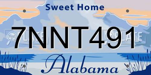 7NNT491 Alabama License Plate