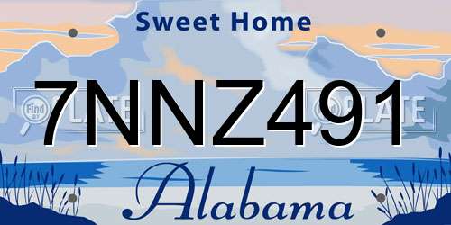 7NNZ491 Alabama License Plate