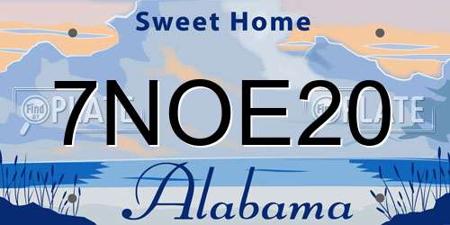 7NOE20 Alabama License Plate