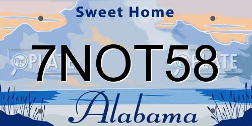 7NOT58 Alabama License Plate