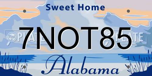 7NOT85 Alabama License Plate