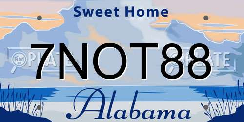 7NOT88 Alabama License Plate
