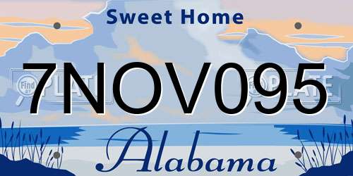 7NOV095 Alabama License Plate