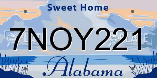 7NOY221 Alabama License Plate