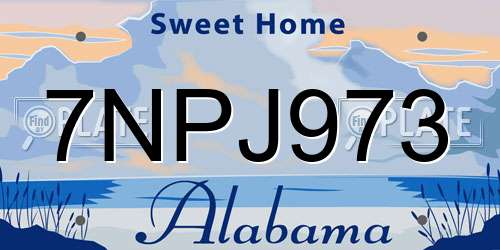 7NPJ973 Alabama License Plate