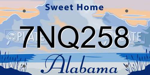 7NQ258 Alabama License Plate
