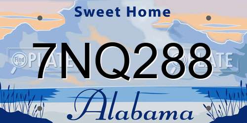 7NQ288 Alabama License Plate