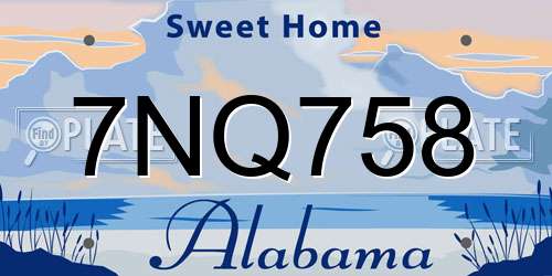 7NQ758 Alabama License Plate