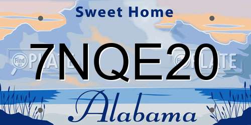 7NQE20 Alabama License Plate