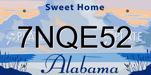 7NQE52 Alabama License Plate