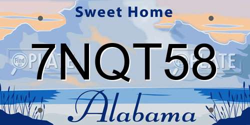 7NQT58 Alabama License Plate