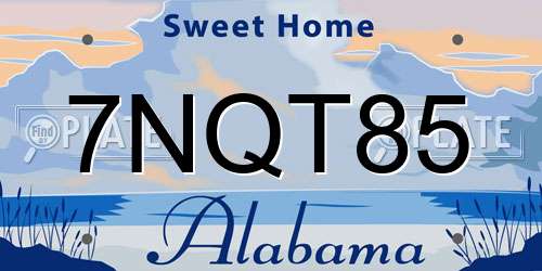 7NQT85 Alabama License Plate