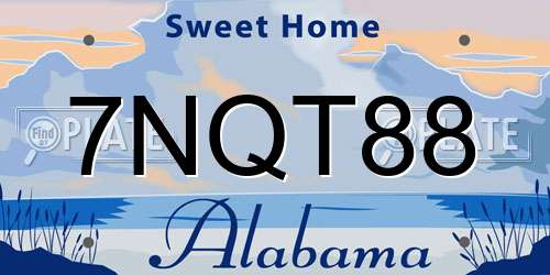 7NQT88 Alabama License Plate