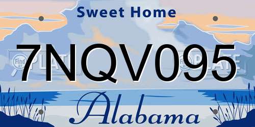 7NQV095 Alabama License Plate