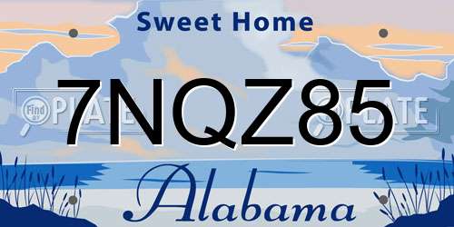7NQZ85 Alabama License Plate