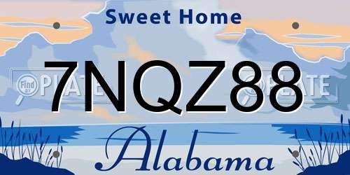 7NQZ88 Alabama License Plate