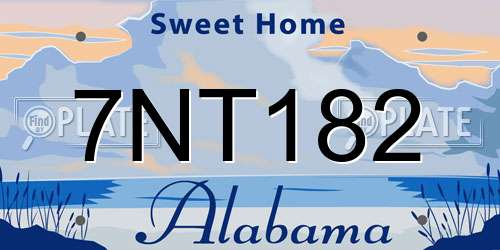 7NT182 Alabama License Plate
