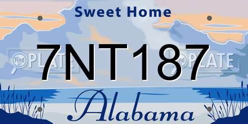 7NT187 Alabama License Plate