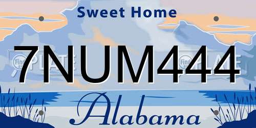 7NUM444 Alabama License Plate