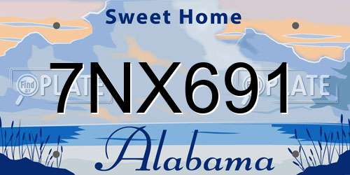 7NX691 Alabama License Plate
