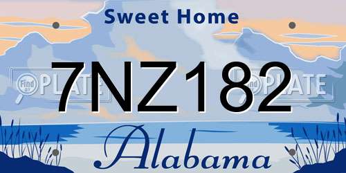 7NZ182 Alabama License Plate