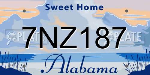 7NZ187 Alabama License Plate
