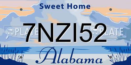 7NZI52 Alabama License Plate