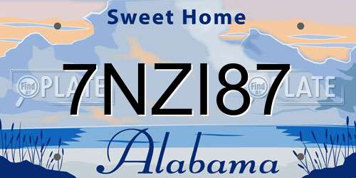 7NZI87 Alabama License Plate
