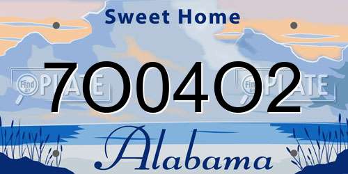 7O04O2 Alabama License Plate