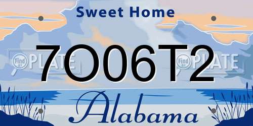 7O06T2 Alabama License Plate