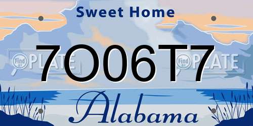 7O06T7 Alabama License Plate