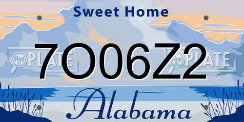 7O06Z2 Alabama License Plate