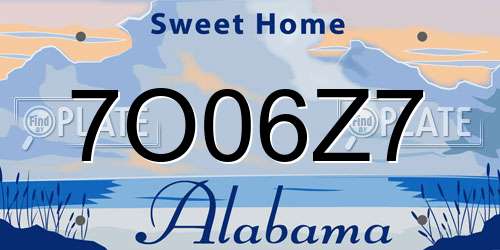 7O06Z7 Alabama License Plate