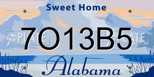 7O13B5 Alabama License Plate