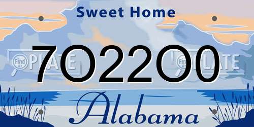 7O22O0 Alabama License Plate