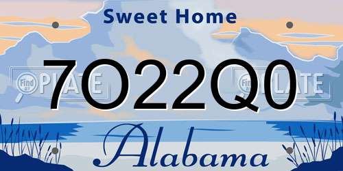 7O22Q0 Alabama License Plate