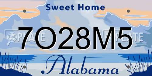 7O28M5 Alabama License Plate