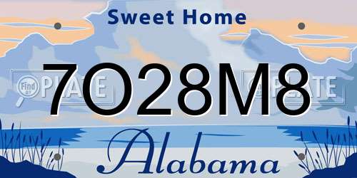 7O28M8 Alabama License Plate
