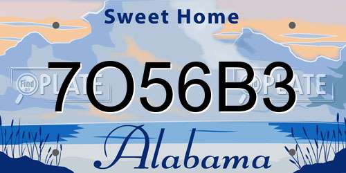 7O56B3 Alabama License Plate