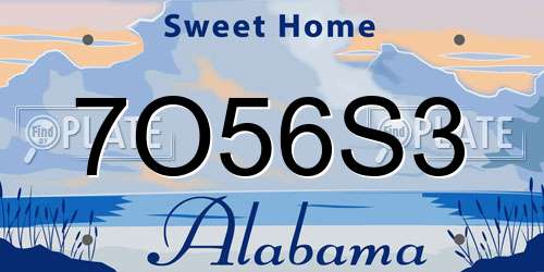7O56S3 Alabama License Plate